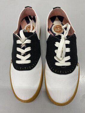 Hot Chocolate Design Womens Saddle Canvas Casual Sneakers Size 8 White, Black